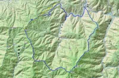 GPS軌跡図（無雪期の大日から林道までの下山コースを追加しています）