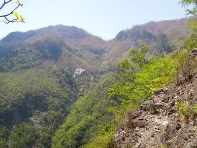 白倉(右）・八景山を見上げる。