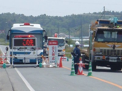 国道６号の２０㎞ゲート（南相馬市）