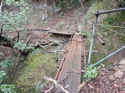 単管と足場板の橋
