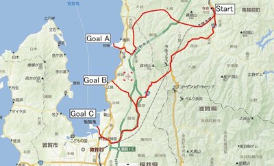 今庄から日本海に抜けるルート候補