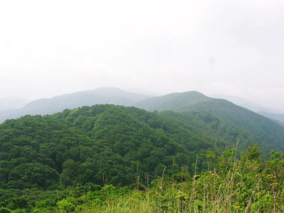 ● 乗鞍岳、三国へと続く緩やかな尾根だね。ヤマスキーの連中は見逃さないだろうな。