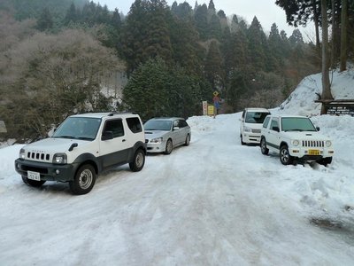 大君ヶ畑集落外れの除雪終了地点に駐車