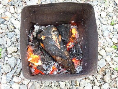 焼きタケノコ制作中。