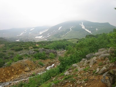 十勝岳はガスの中