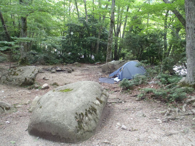 ヒロ沢出会のテン場にて