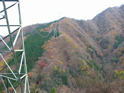 鉄塔から黒尾山の尾根を望む