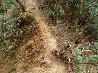 落ちたら拙そうな痩せ尾根も