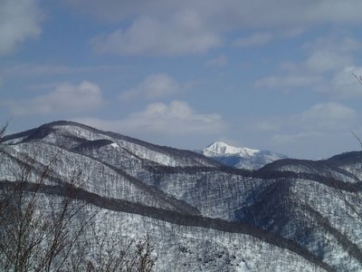 この白い山は何処だろう？（三角点Ｐ８６５．１から北方向）