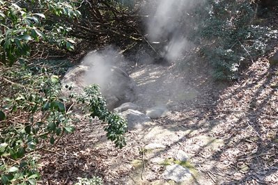 登山道から湯気が！