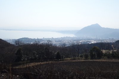 別府湾とお猿で有名な高崎山を望む