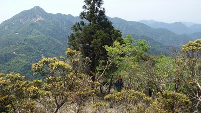 鎌ヶ岳を背に御嶽大権現へ