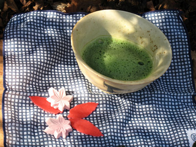 お茶請けは紅葉の干菓子