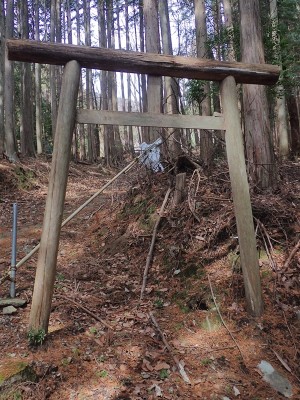 勢津登山口の鳥居と弊