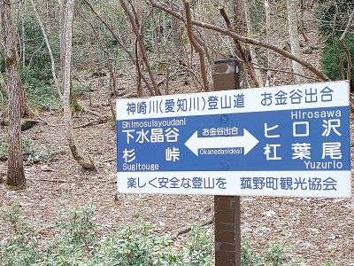 お金谷出合標識