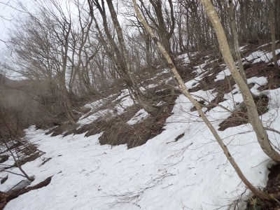 取り付き斜面の露出した地肌