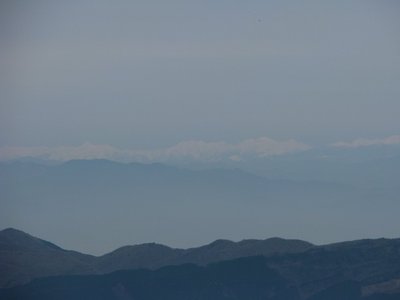 はるか笠ガ岳（左）と槍穂高連峰