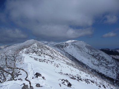 雪をかぶった西南尾根